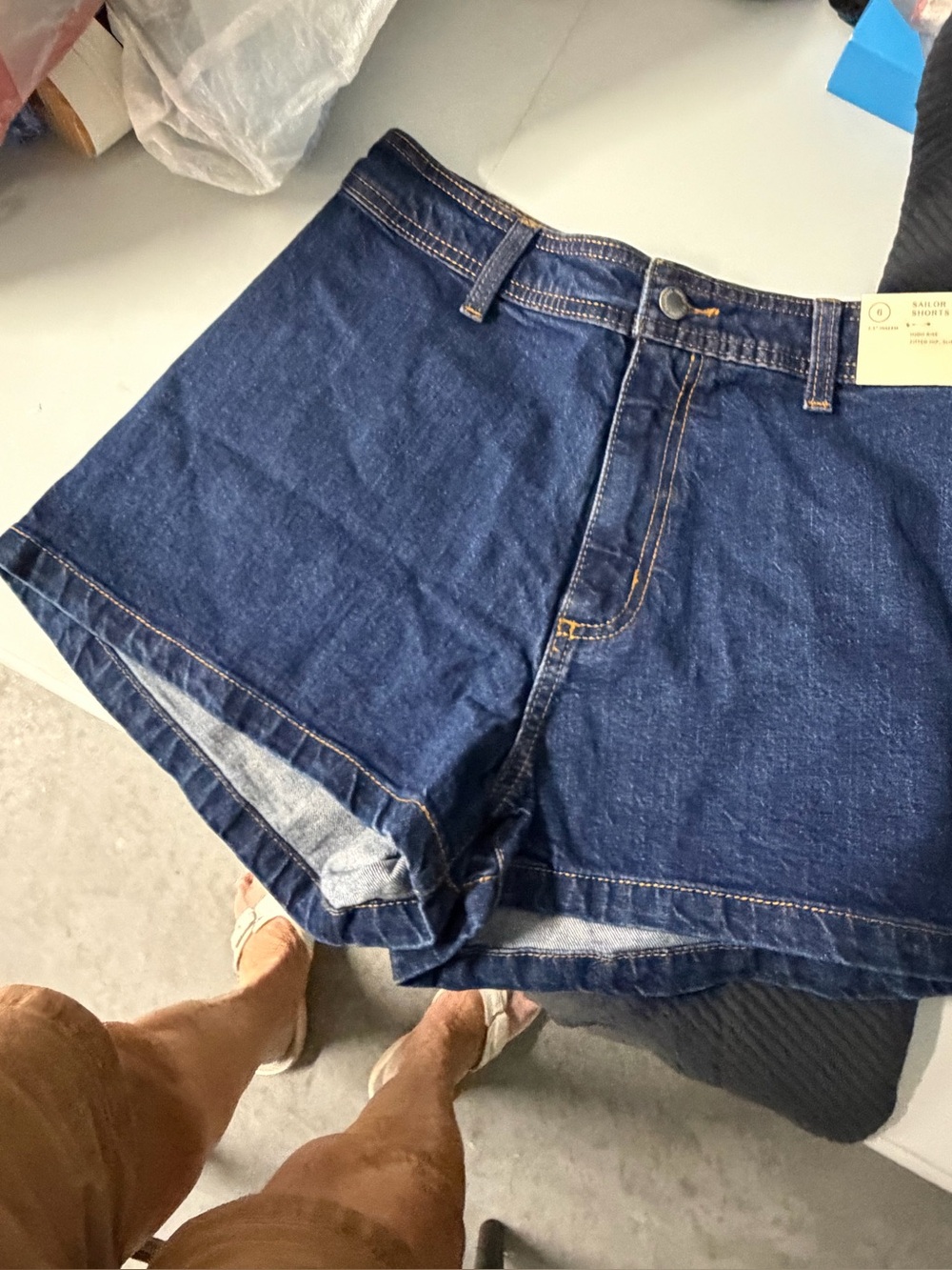 Dark Blue Denim Women's Shorts size 6 sailor shorts NWT